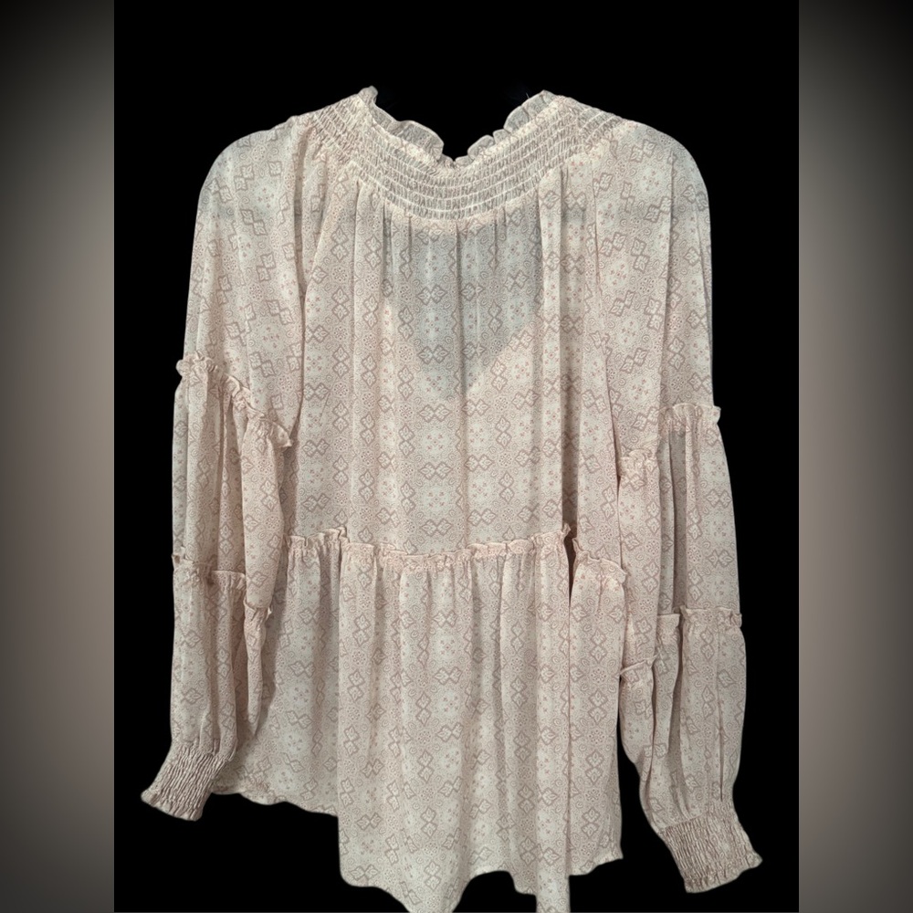 Doe & Rae Beige Patterned Blouse - Picture 4 of 7